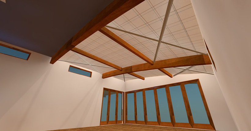 Curved Kalwall Skyroof Ceiling, Master Living Room, Ocean View 3rd Story Addition, Whole House Remodel & Glass Patio Enclosure, ENR architects, Granbury, TX 76049 - CAD Design